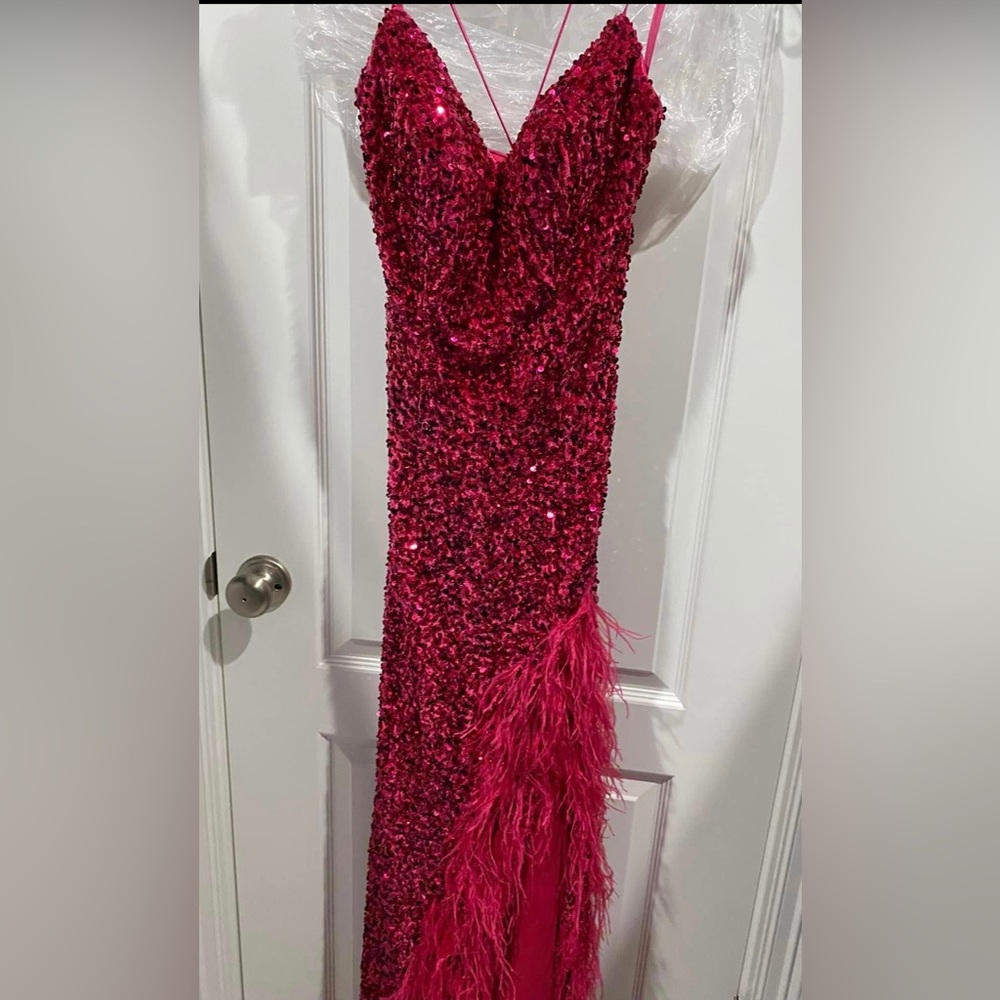 Red sequin prom dress
